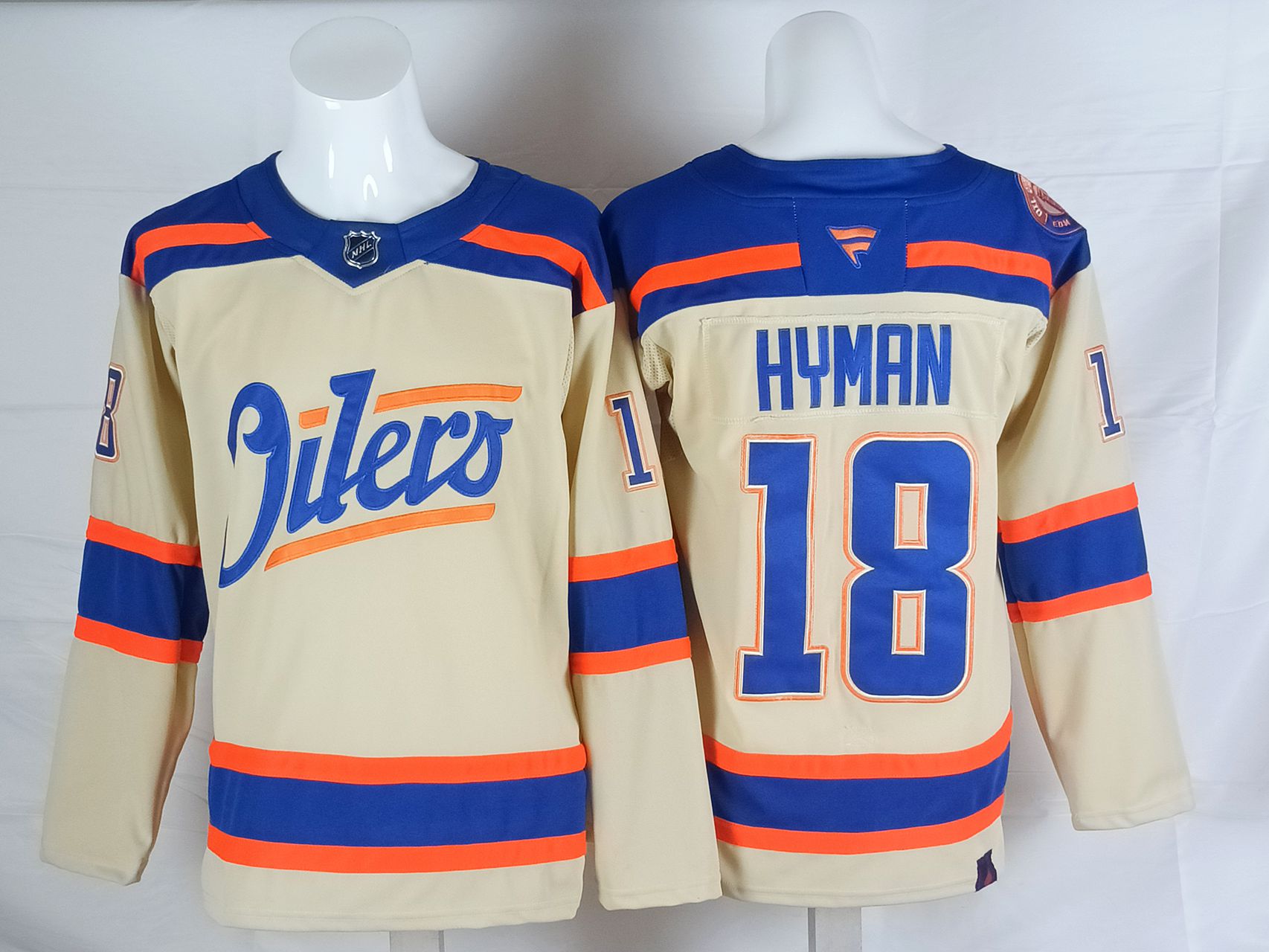 Men Edmonton Oilers #18 Hyman Cream 2025 NHL Jersey style 001